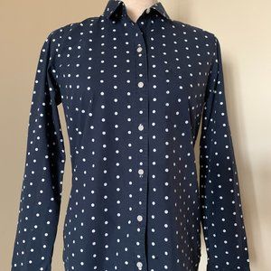 GAP Navy/White Polka Dot 100% Cotton Shirt